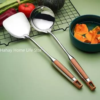 Длинная ручка из нержавеющей стали Wok Spatular Кухня Лопатка с прорезями Ложка для риса Половник Кулинарные инструменты Набор посуды Dropshipping utensilio