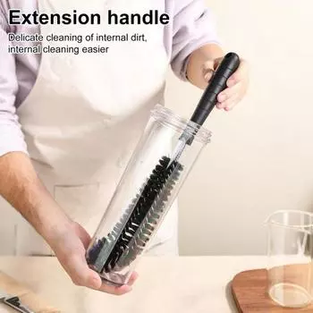 Длинная ручка щетка для бутылок щетина двойного назначения L-образный дизайн бутылки для воды стеклянная посуда кружки щетка для чистки чёрный