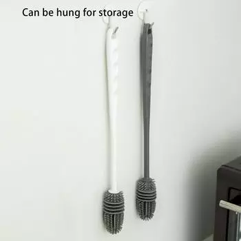 Длинная ручка щетка для чистки бутылок силиконовая щетка для чистки бутылок губка для чистки кастрюль скребок мочалка для чистки бутылки с водой белый