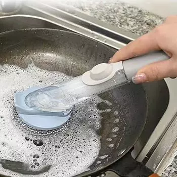 Длинная ручка щетка для чистки кухонный аксессуар 2 в 1 автоматический дозатор мыла без протечек для мойки раковины домашний ершик для мытья посуды