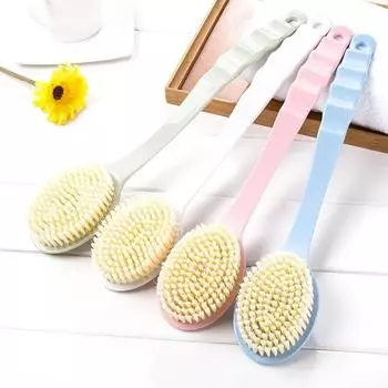 Длинная ручка щетка для ванны отшелушивающая массажная пена для душа спа аксессуары для ванной комнаты мягкая губка скраббер щетки для очищения тела розовый