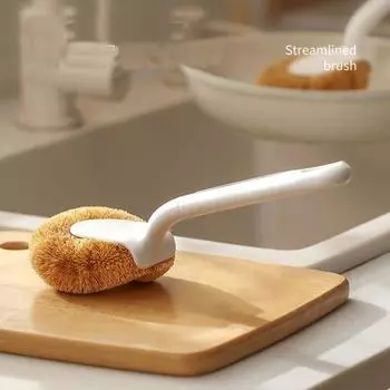 Длинная ручка щетки для чистки Натуральная щетка для чистки Инструмент для чистки Щетка из кокосовой пальмы Кухня коричневый