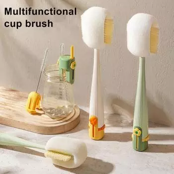 Длинная ручка Щетка для чистки бутылочек с водой Детские бутылочки Чашки Вазы Прочная ручка Изогнутый дизайн Щетка для чистки белый