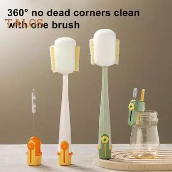 Длинная ручка Щетка для чистки бутылочек с водой Детские бутылочки Чашки Вазы Прочная ручка Изогнутый дизайн Щетка для чистки белый