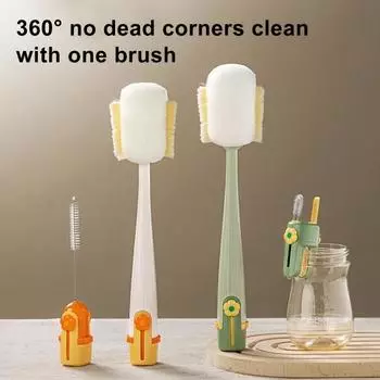 Длинная ручка Щетка для чистки бутылочек с водой Детские бутылочки Чашки Вазы Прочная ручка зелёный