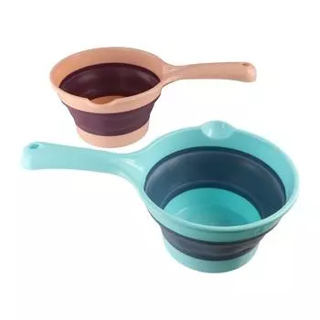 Длинная ручка складной совок для воды пластиковая ванна ложка смывка для фруктов совок для мытья ванной комнаты розовый