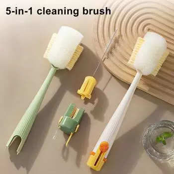 Длинная ручка Yousheng Щетка для чистки бутылочек с водой, детских бутылочек, чашек, ваз, прочная ручка, изогнутый конец, щетка для чистки белый