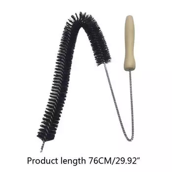 Длинная щетка для чистки с деревянной ручкой, инструмент для чистки водопроводных труб, гибкая щетка для чистки радиаторов, длинноворсная чистящая пыль чёрный