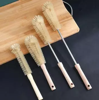 Длинная щетка для мытья чашек с деревянной ручкой для кухонных бутылок - инструмент для уборки дома без мертвых зон