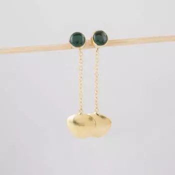 Длинная серьга-гвоздик с черным ониксом и круглым драгоценным камнем, подарок для нее, золотая серьга, подарок для нее, серебряные ювелирные изделия, серебро 925 пробы