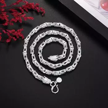 Длинная сетка 60 см, властное посеребренное ожерелье с двойным краном, мужское индивидуальное хип-хоп модное мужское универсальное ожерелье