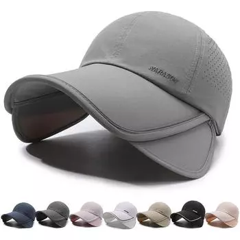 Длинная солнцезащитная бейсболка с широкими полями, женская уличная кепка для гольфа, летняя тонкая быстросохнущая выдвижная солнцезащитная кепка для мужчин чёрный