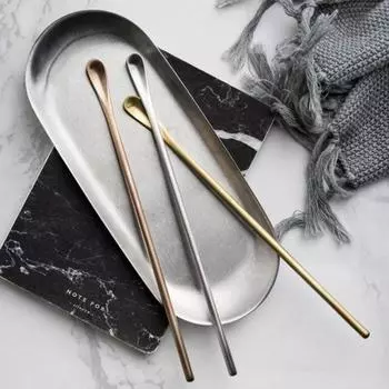 Длинная стальная ложка для льда 15/22 см, нержавеющая сталь, суп, крем, кофе, чай, смешивание 22cm серебряный