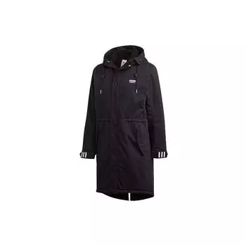 Длинная стеганая парка Adidas Originals с мехом, теплая, с высоким воротником, хлопковое пальто средней длины с капюшоном, зимнее мужское пальто, черное FL0021 XS