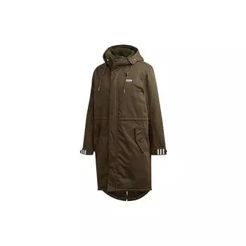 Длинная стеганая парка Adidas Originals Trefoil с флисовой подкладкой и хлопковым пальто средней длины с высоким воротником и капюшоном Мужская верхняя одежда зеленого цвета FL0022 XS