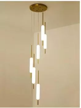 Длинная светодиодная люстра золотисто-черная линия подвесные светильники составная мансарда гостиная столовая торговый центр лестница люстра