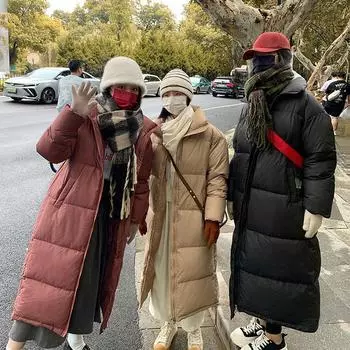 Длинная теплая женская куртка, новинка 2023 года, супер длинная утолщенная хлопковая куртка с капюшоном Best Friend, большая стеганая куртка S