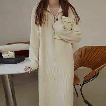 Длинная трикотажная юбка-свитер с застежкой-молнией и высоким воротом, женская осенне-зимняя новая свободная повседневная юбка выше колена One size fits all серый