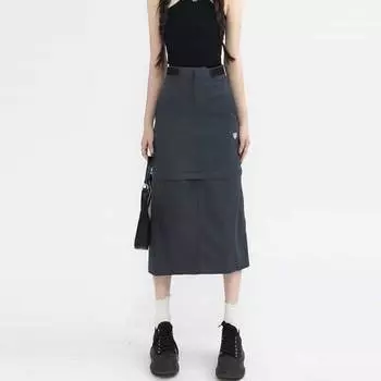 Длинная юбка-карго женская летняя Harajuku серая с высокой талией тонкие съемные мини-юбки корейский стиль женская уличная одежда Y2k одежда XS серый