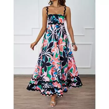 Длинная юбка на подтяжках для отпуска, темпераментное и сексуальное платье для женщин S