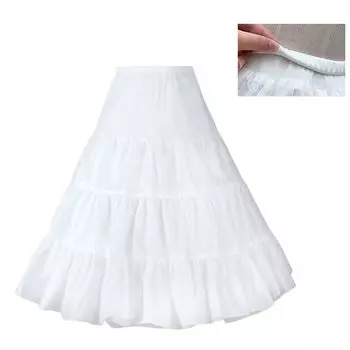 Длинная юбка-панье с регулируемым объемом, милая пышная юбка-пачка, готическая юбка-пачка, лолита, косплей, 2 слоя, 3 яруса, белая [MOOKISOO] белый