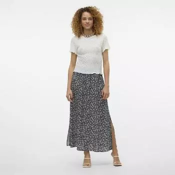 Длинная юбка с цветочным принтом и разрезом Женская VERO MODA XS чёрный