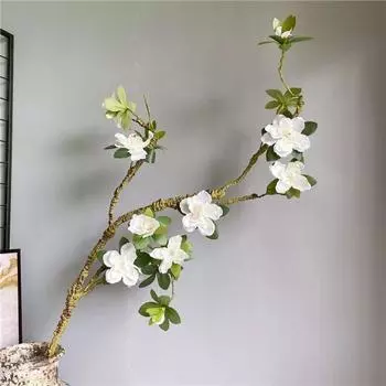 Длинная ветка искусственной азалии, роскошный рододендрон, искусственные растения, цветочная композиция белый