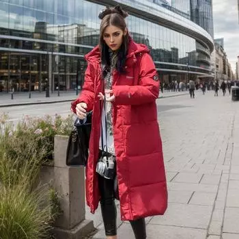 Длинная выше колена хлопковая одежда с капюшоном женская зимняя новая свободная утолщенная одежда для хлеба повседневная куртка с хлопковой подкладкой M белый