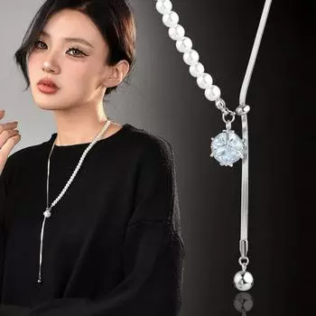 Длинная вытягиваемая регулируемая цепочка для свитера осенне-зимнее ожерелье женская легкая роскошная высококачественная декоративная цепочка из титановой стали модные аксессуары