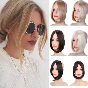 Длинная заколка спереди, челка, боковая челка, наращивание волос, настоящая натуральная синтетическая челка, прическа