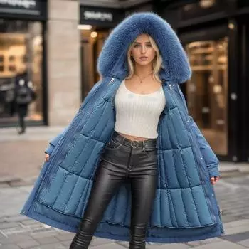 Длинная женская парка, пальто, зимнее женское, утепленное, из хлопка, съемная внутренняя часть, длинное пальто выше колена, женская хлопковая куртка M хаки