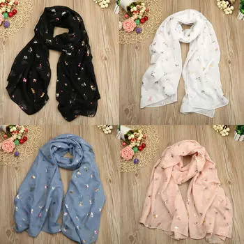 Длинная женская шаль с принтом бабочки и пашмины, шарф-палантин, шарфы чёрный