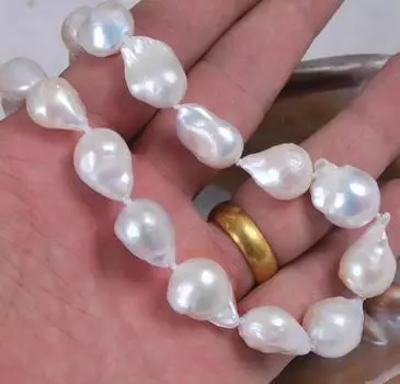 Длинное 17-дюймовое модное ювелирное ожерелье с натуральным белым жемчугом Акойя в стиле барокко