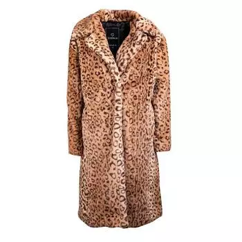 Длинное бархатное пальто Bridget с леопардовым принтом Женское JOSEPH IN L коричневый