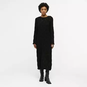 Длинное черное жаккардовое платье на подкладке Женщина OBJECT 34 чёрный