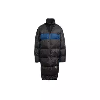 Длинное хлопковое пальто с капюшоном и принтом логотипа Adidas на молнии, женские пальто черного цвета HG6901 L