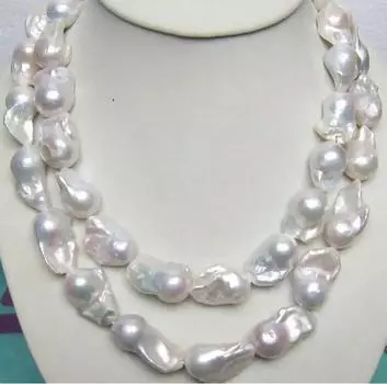 Длинное ожерелье из натурального южного классического белого жемчуга в стиле барокко длиной 36 дюймов, диаметром 12–16 мм.