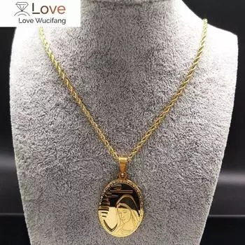 Длинное ожерелье из нержавеющей стали Девы Марии, мужское ювелирное золотое колье-чокер в стиле хип-хоп, ожерелье для мужчин N17850 60cm