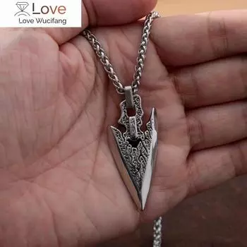 Длинное ожерелье из нержавеющей стали с наконечником стрелы для мужчин, ретро-копье, ожерелье викингов, кулон, классический скандинавский амулет, ювелирные изделия, подарки 60cm