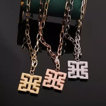 Длинное ожерелье из титановой стали не выцветает, золотая подвеска Fangxi для девочек, модный дизайн, свитер, цепочка золотой