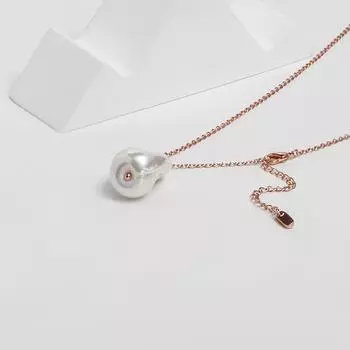 Длинное ожерелье с имитацией барочного жемчуга особой формы, покрытое 18-каратным розовым золотом, в стиле ретро, с подвеской в виде придворного свитера, простая и универсальная цепочка