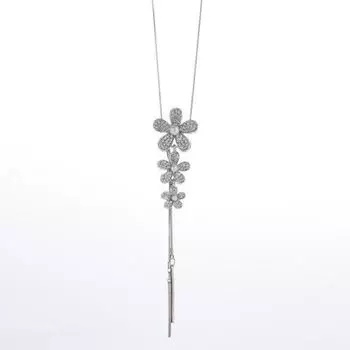 Длинное ожерелье с кисточками и цветком из горного хрусталя для женщин, ожерелья и подвески для свитеров, модные украшения, милый подарок