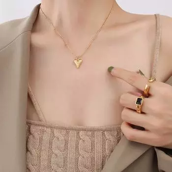 Длинное ожерелье с подвеской «Temperament Wind Love» из титановой стали с покрытием из настоящего золота 18 карат, ключичная цепочка P575