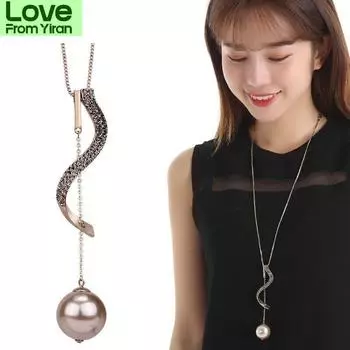 Длинное ожерелье с подвеской в виде хрустального хвоста для женщин, новые ювелирные изделия, модный аксессуар