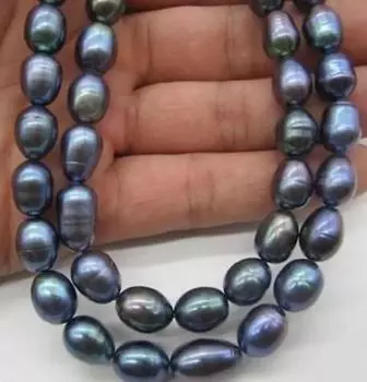 ДЛИННОЕ ОЖЕРЕЛЬЕ С ТАИТЯНСКИМ ЧЕРНЫМ ЖЕМЧУГОМ 9-10 мм 32 ДЮЙМА