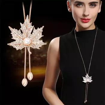 Длинное ожерелье со стразами и кисточками в виде свитера One Size золотой