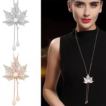 Длинное ожерелье со стразами и кисточками в виде свитера One Size золотой