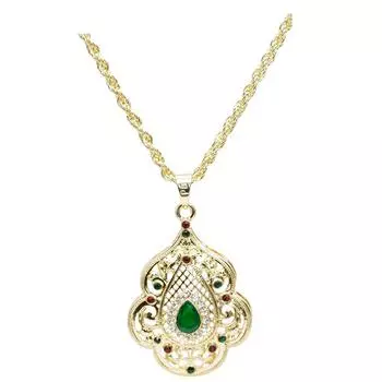 Длинное ожерелье золотого цвета для женщин, этнический свадебный подарок, металлический цветок, аксессуар красный