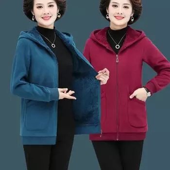 Длинное пальто для женщин среднего возраста, высококачественная куртка на осень-зиму, большой размер с капюшоном, флисовая спортивная рубашка, женский топ XXXXXL