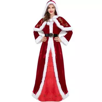 Длинное платье Christmas Queen размера Plus: Костюм для вечеринки и выступления в честь окончания года (M-XXL) Medium как